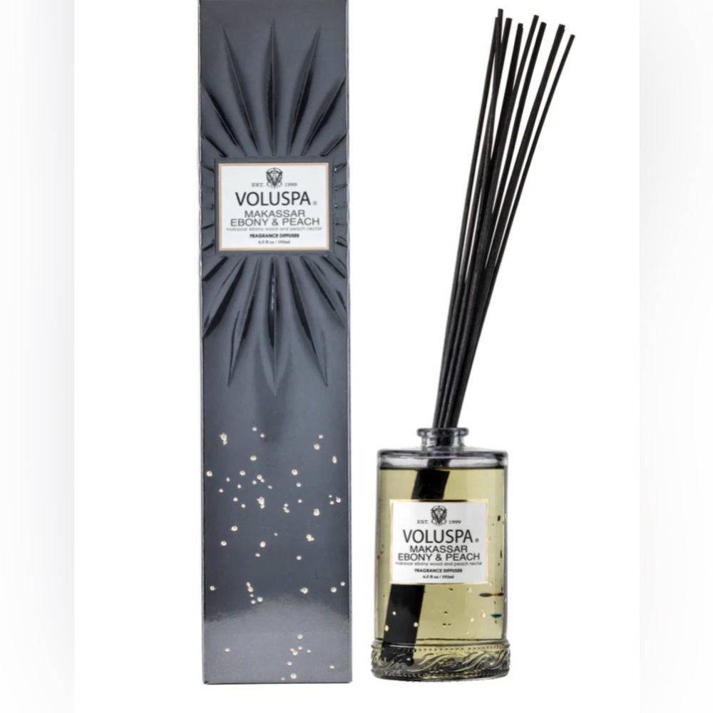 VOLUSPA MAKASSAR EBONY & PEACH REED DIFFUSER BNIB